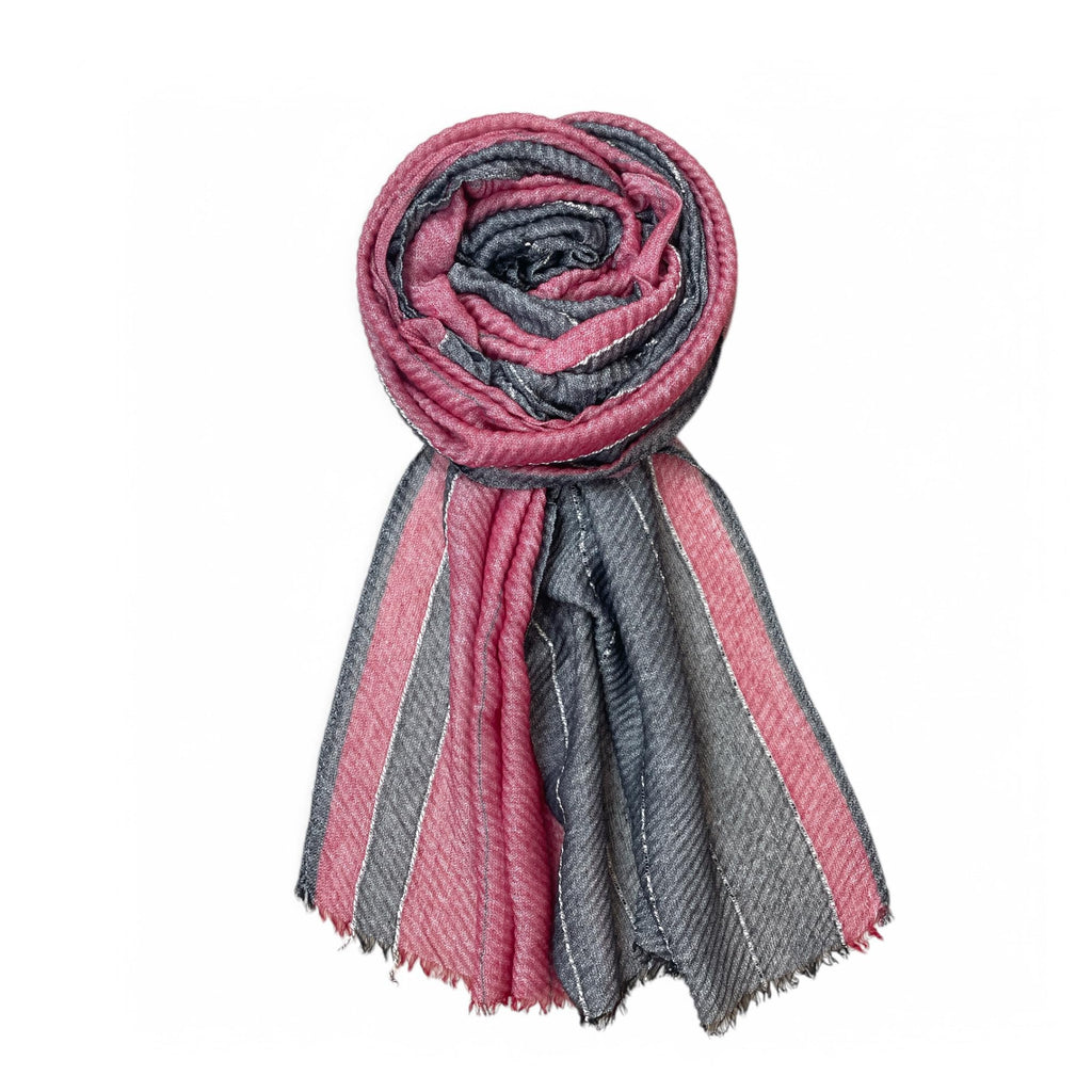 FAHABO Scarf for Women Stylish Pleated Cotton with Woven Border | Hijab Scarf | Stole | Soft, Lightweight, and Latest Scarves | 77 x 33 Inches (Red and Grey)