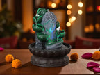 KridayKraft Buddha Face Water Fountain Idol Polyresin Lotus Water Fountain Showpiece for Home Garden Living Room Decor Decoration Gift Items, 24 CM