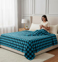 Hornbill Enterprises 100% Pure Cotton Blanket/Single Size Solapur Cotton Chaddar/Bedsheet/Reversible Blanket for Daily use (60x90 inches) Set of 1 (Blue Black) Kafalo