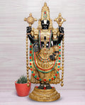 ARTVARKO Big Brass Tirupati Balaji Venkateshwara Idol Vishnu Chakra Namah Shankh Statue Murti Lord Srinivasa Pooja Vastu Religious Idol for Home Office Temple Decor 46 Inch