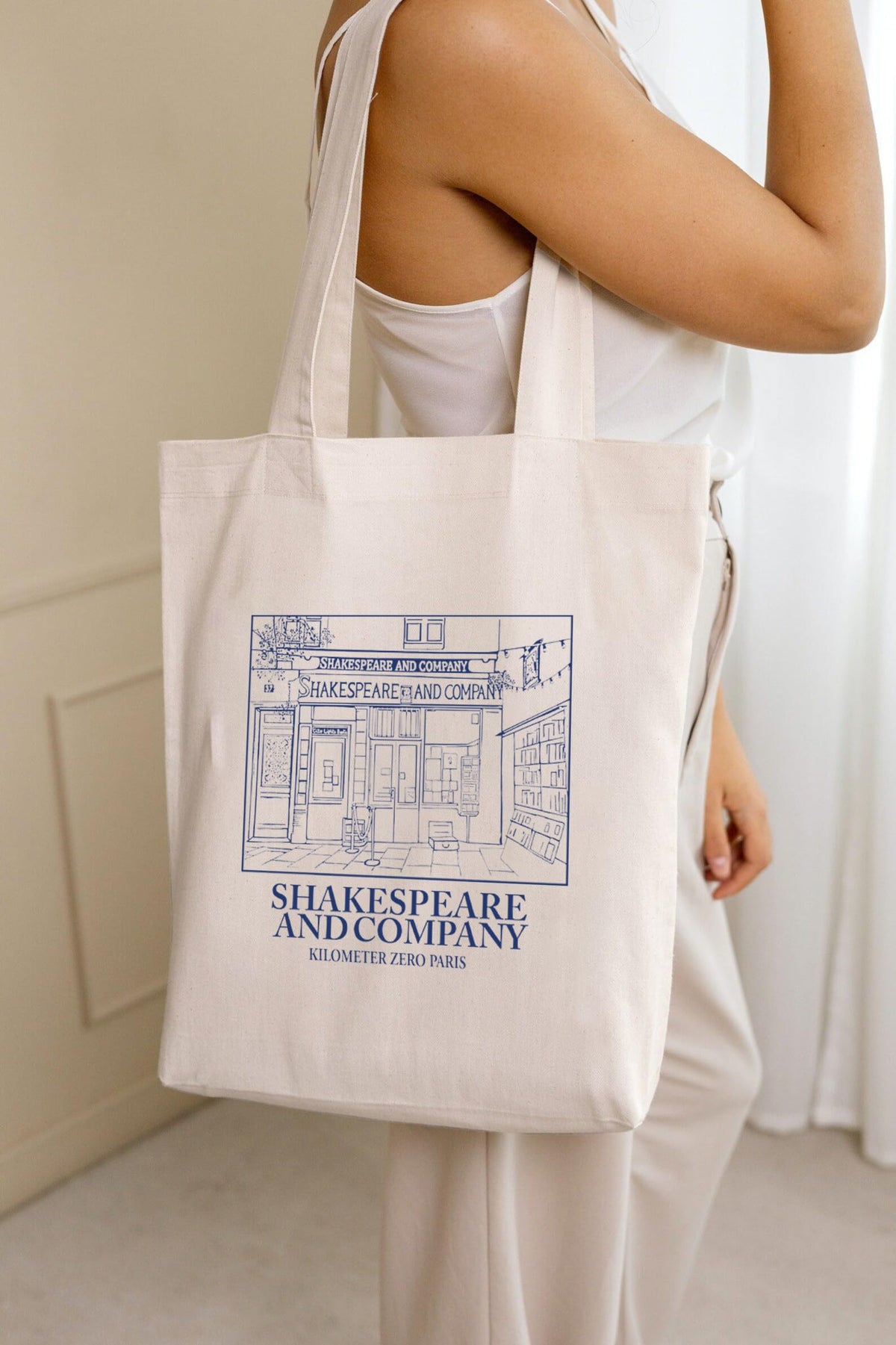 THE UMBRELLA STORE Tote bag, Cotton tote bag with pocket inside (Shakespear and co)