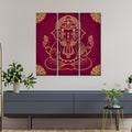 VIBECRAFTS Shree Ganesh Ji 3 Pieces Canvas Wall Painting Fitted With Wooden Frame For Home | Office | Living Room | Gifts (PTVC3Pcs1_9561)