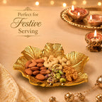 MARKET 99 Glossy Golden Aluminium Decorative Dish | Embossed Accent Platter for Dining Table, Living Room & Center Table | Designer Tray for Festive Gifting, Home Décor & Stylish Display