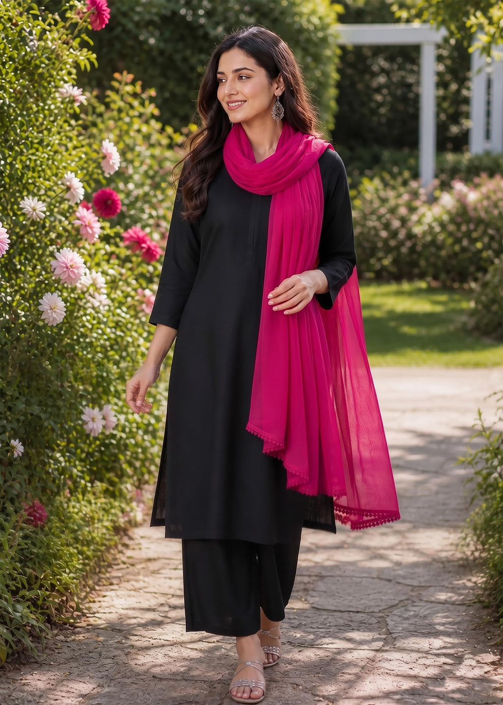 Chandrakala Women's Dupatta, Pink-274, One Size