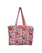 Raj Handicrafts Cotton Printed Tote Bag,Hand Bag Multicolor Quilted Hand Block Floral Printed Women's Carry Bag Shoulder Shopping Tote Bags 18x5.5x16 Inch (White 2)