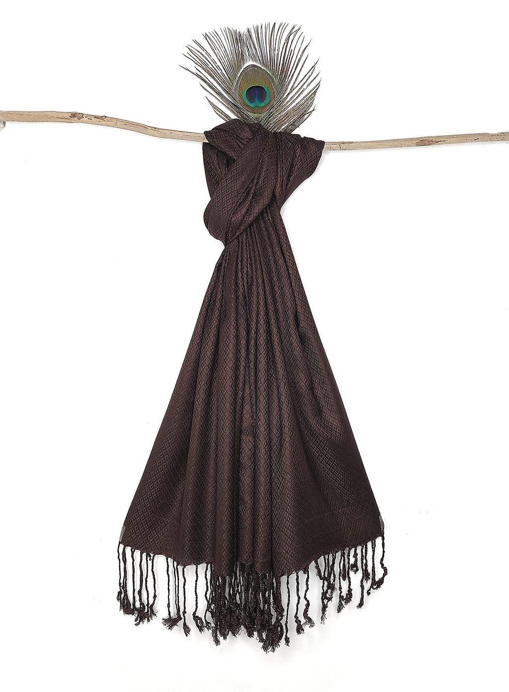 Chandwasia Viscose Scarf Stole & Shawl | Travel Office Casual Styling For Men Women Summer Winter Use | Viscose Fabric | 28x72 Inches | Self Design Sent Randomly Daily Drape Wraps | Brown