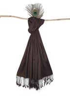 Chandwasia Viscose Scarf Stole & Shawl | Travel Office Casual Styling For Men Women Summer Winter Use | Viscose Fabric | 28x72 Inches | Self Design Sent Randomly Daily Drape Wraps | Brown