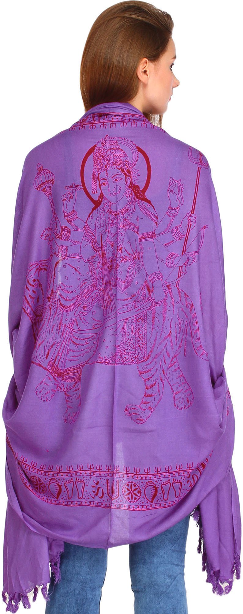 Exotic India Women's Maa Durga Prayer poly cotton Shawl