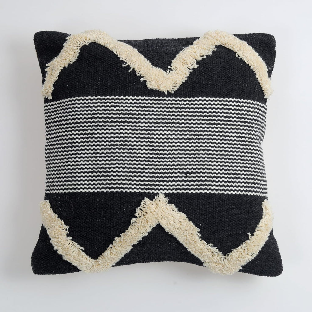 Furnistitchs Premium Decorative Throw Cushion Pillow Cover Boho Home Decor - Living Room Bedroom Couch Sofa Cushion Covers 16 inch x 16 inch (2, Black Mountains)