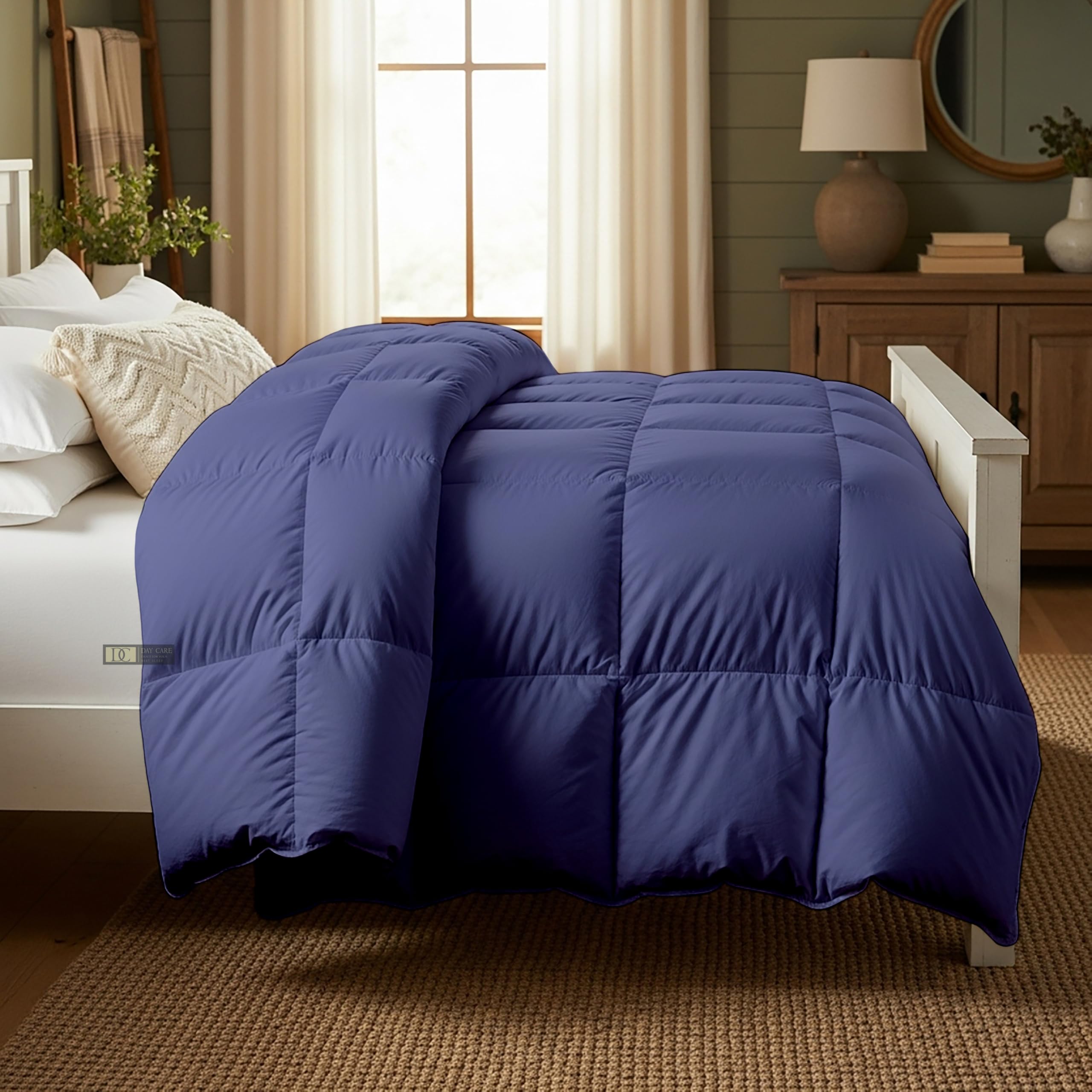 Day Care® Cloud Loom 500 GSM Filling Microfiber Comforter | Warm Winter Quilt Blanket Rajai | Soft, Breathable & Durable Bedding | 60x90 Single Bed - Medium Blue Kafalo