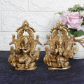 ARTVARKO Brass Radha Krishna Playing Flute Sitting on Peacock Singhasana Statue for Home Mandir Pooja Radha Krishan Ji Murti Temple Puja Office Home Décor Showpiece Gift 6 Inch.