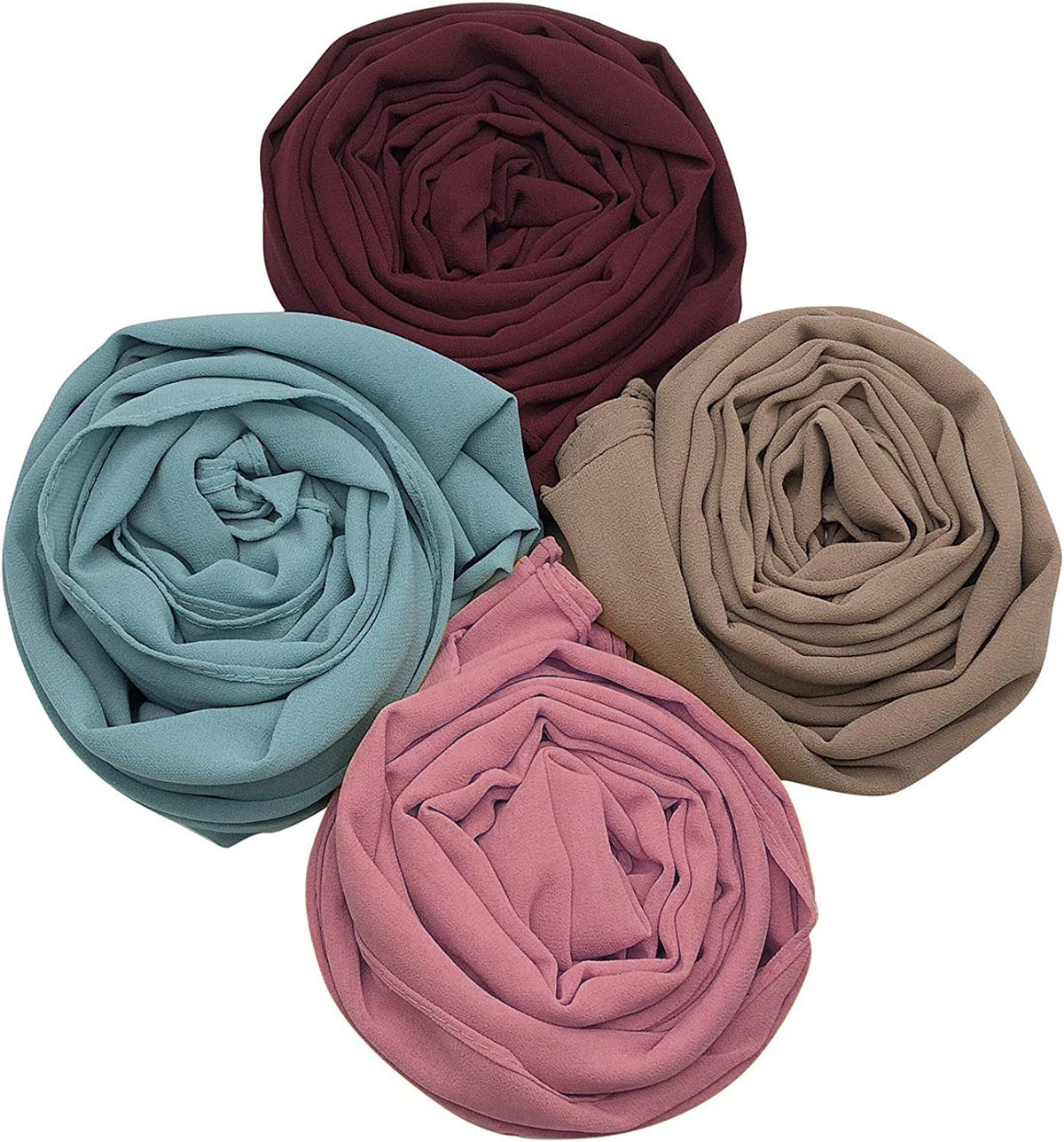 ICW Women Soft Chiffon Georgette Scarves Shawl Stoles Long Scarf Wrap Head Scarves (Pack 4), For Female, Multicolor