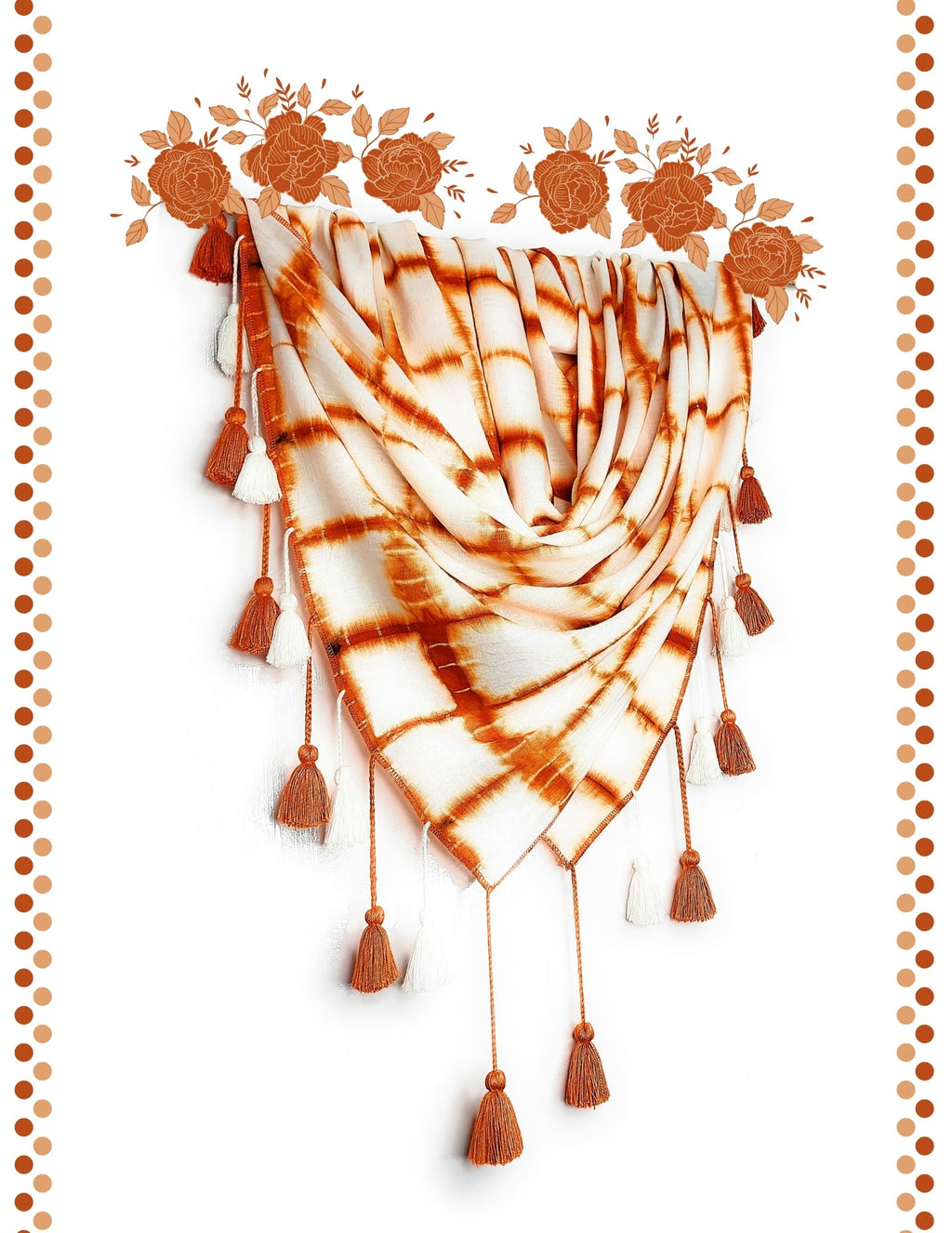Chandwasia Traditional Shibori Pattern Scarf, scarves, Viscose Fabric stole & Shawl Design for Men & Women Summer & Winters Classy Look (Design 17)