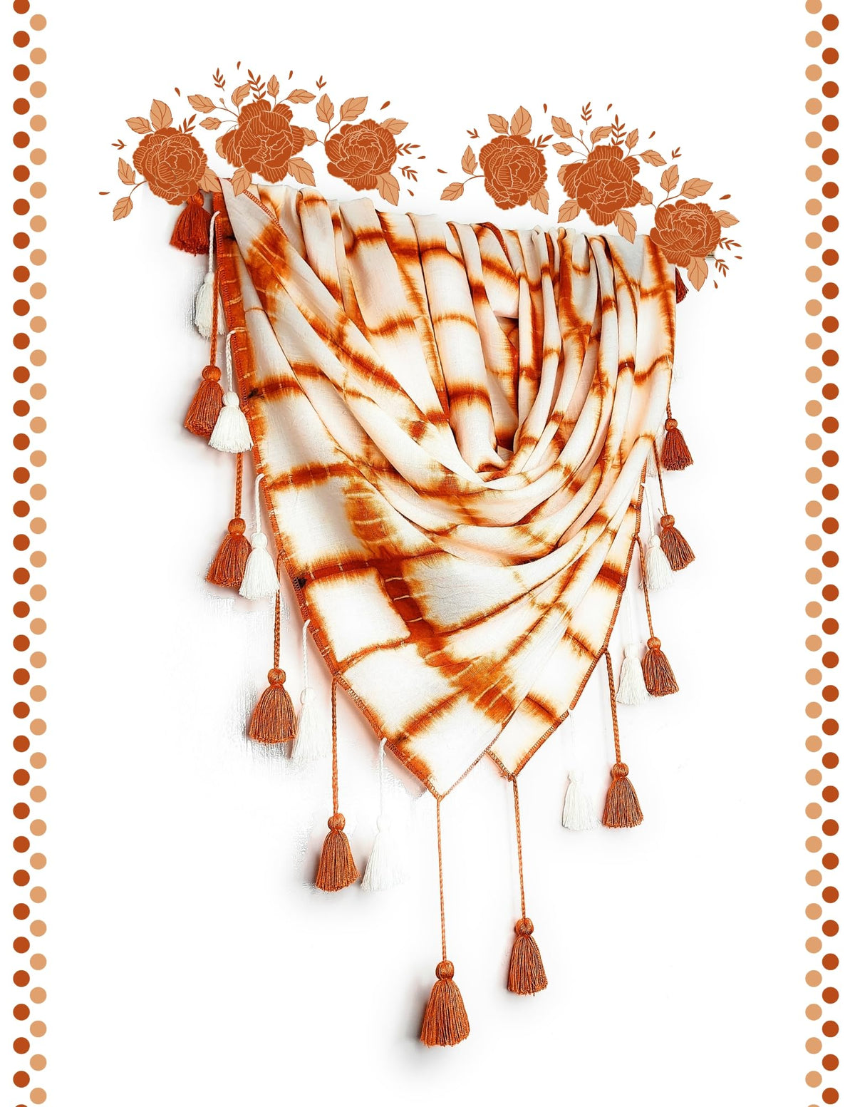 Chandwasia Traditional Shibori Pattern Scarf, scarves, Viscose Fabric stole & Shawl Design for Men & Women Summer & Winters Classy Look (Design 17)