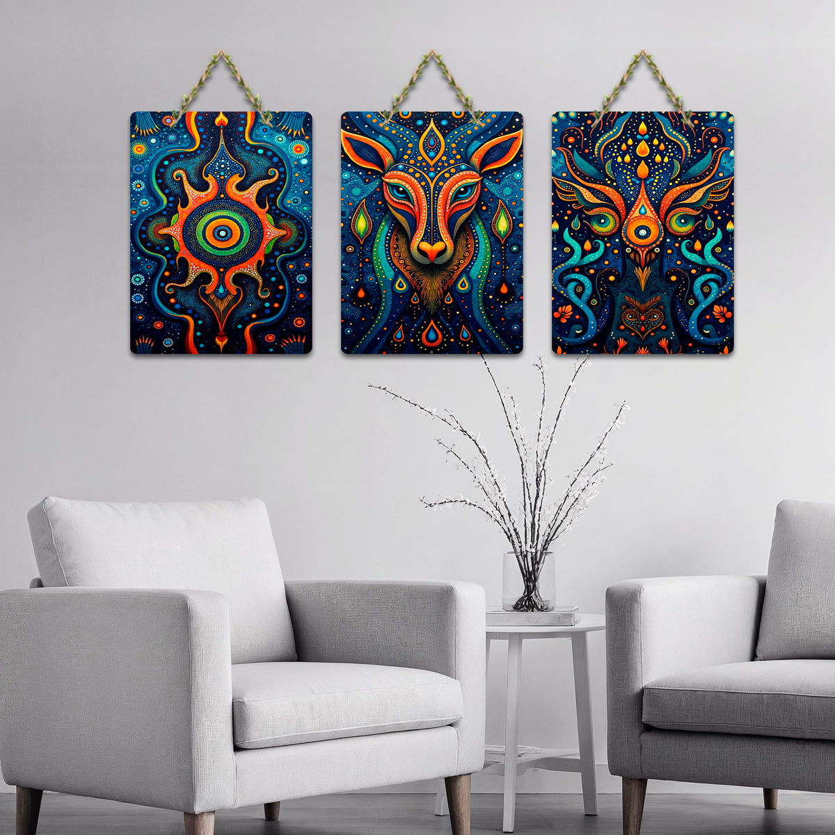 Artvibes Psychedelic Sacred Animal Cosmic Universe Art Wall Hanging For Home | Wall Art Living Room | Wall Decor Items | Bedroom | Ethnic Gifts | Door Decoration Items | Decor Artwork (WH_9677N)