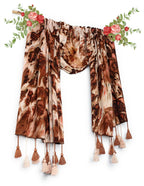 Chandwasia Viscose Tie-Dye Neck Scarf for Men & Women | Lightweight All-Season Stole & Shawl | Soft, Breathable Hair, Head & Neck Scarf for Women & Girls - Light Brown, Free Size
