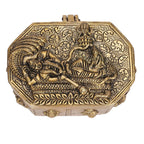 ARTVARKO Brass Jewellery Box Organizer Dashavatar Laxmi Vishnu Ten Incarnations Handicraft Gold Storage Box(LxBxH 15x11x8 cm)