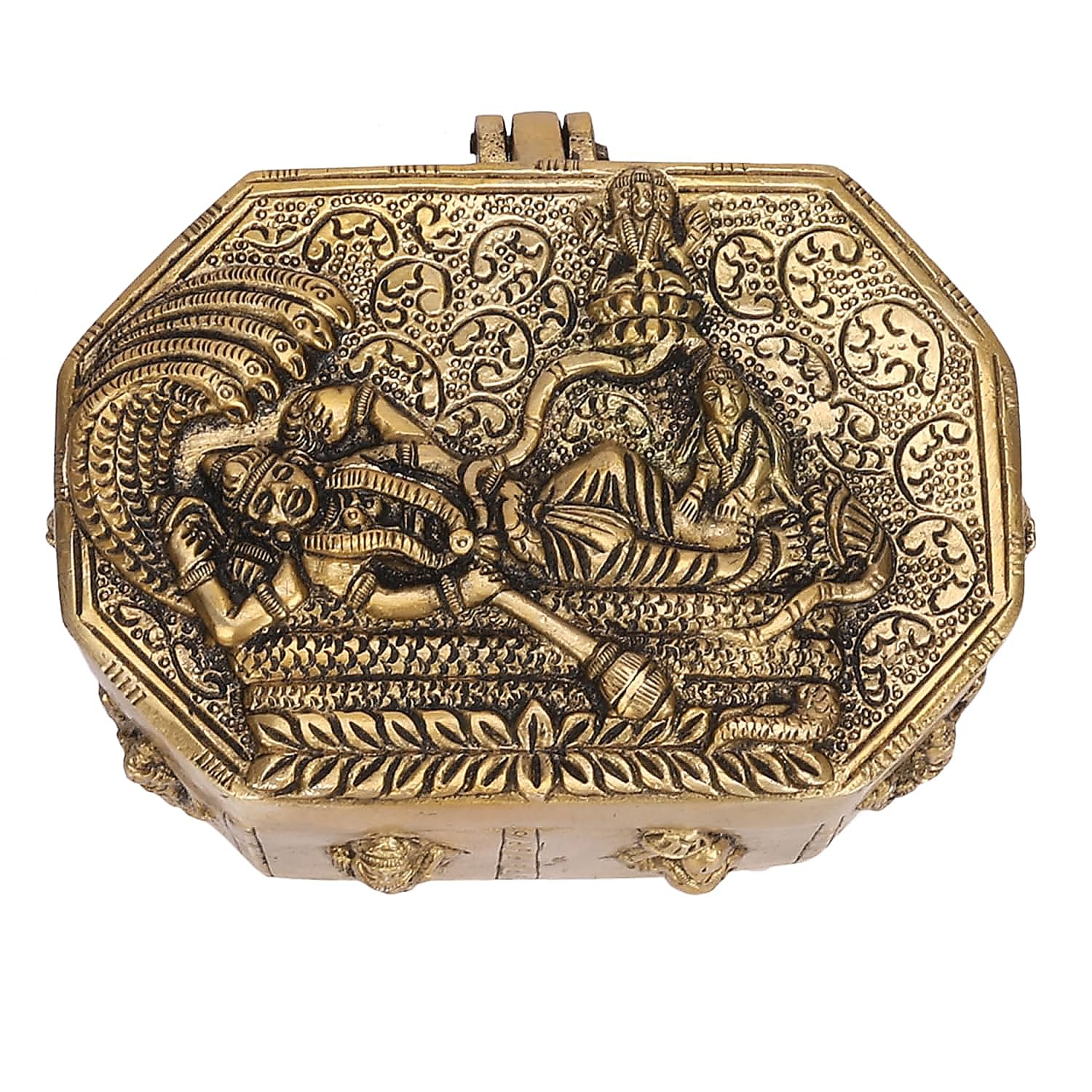 ARTVARKO Brass Jewellery Box Organizer Dashavatar Laxmi Vishnu Ten Incarnations Handicraft Gold Storage Box(LxBxH 15x11x8 cm)