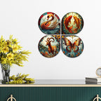 Artvibes Nature Decorative Handcrafted Mdf Wooden Wall Hanging | Bedroom Wall Hanging | Living Room Home Decor Items | Gifts For Male Female (Wh_8460N) - Set Of 4