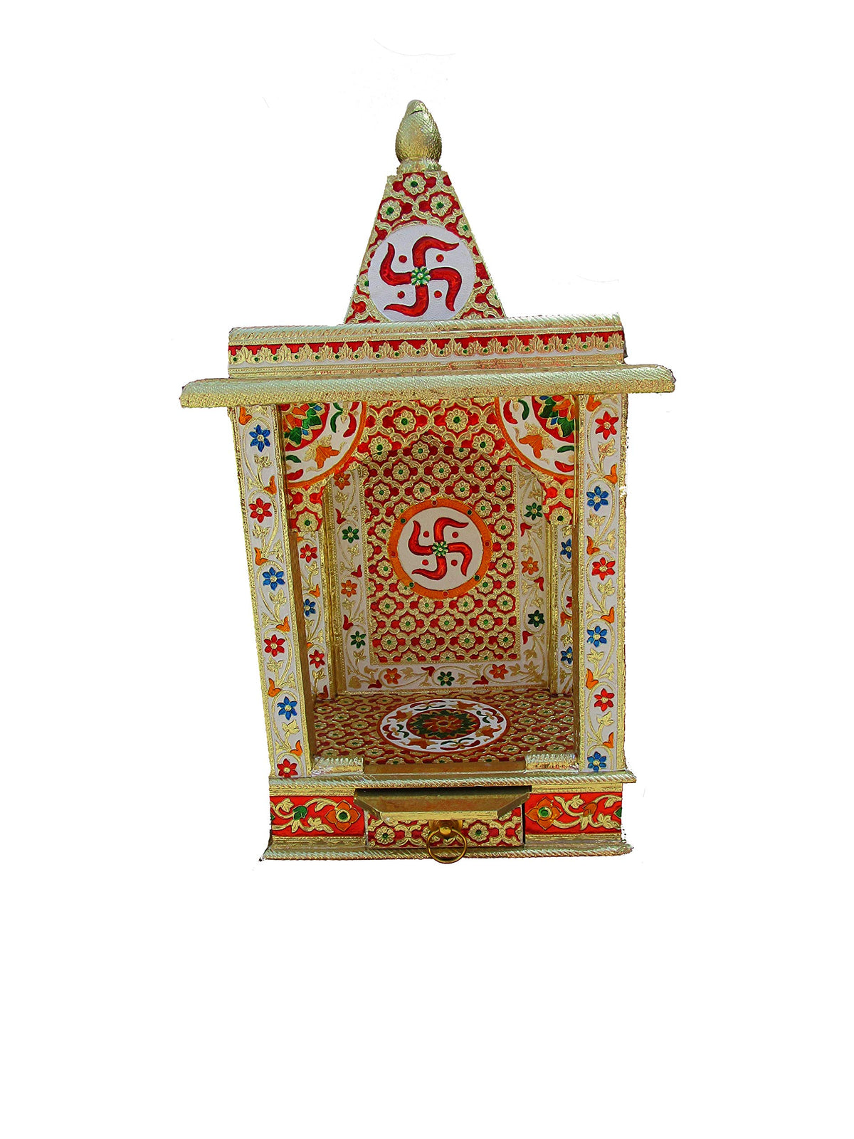 Primium Wooden Meenakari Temple/Home Mandir (14 inch)