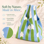 Cybersnc Tote Bag for Women, Mini Knitted Tote Bag with Cloud Pattern, Hand Bag for Women Stylish, Lightweight Reusable Handbag for Shopping, Lunch, Travel, Daily Use, Cute Gifts for Girls