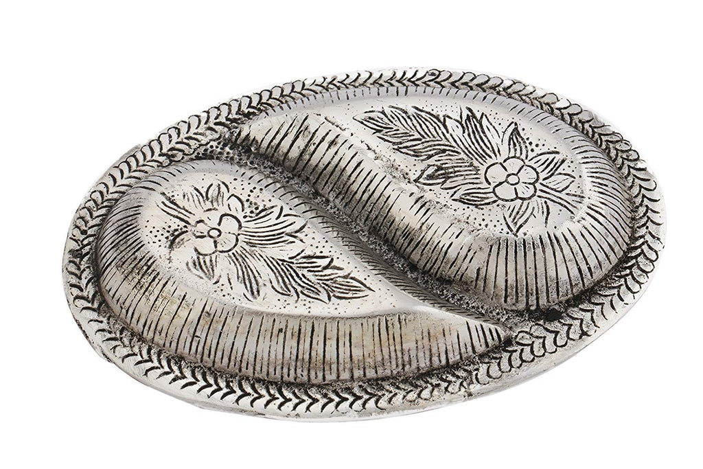 PRINCE HOME DECOR & GIFTS Aluminum Decorative Dry Fruit Tray (17 x 12 x 3 cm, Silver)