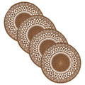 Classyo Cotton Dining Table Placemats, 15 inch | Washable Round Dining Table Mat | Coasters for Dining Table for Hot Pots, Plates and Pans | Placemats for Dining Table Set of 4, (Brown Design) Kafalo
