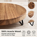 WILDMOS Decorative Round Wood Riser For Display,Pedestal Tray For Home Or Kitchen And Bathroom Countertop Organizer,Farmhouse Kitchen Counter Decor Tray. (12-Inch), Brown