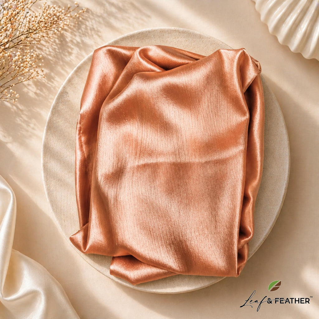 Leaf & FEATHER™ Muna Satin Hijab Scarf for Women | 200 x 70 cm | Silky Smooth & Lightweight | Daily and occational wear (Beige)
