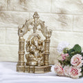 ARTVARKO Brass Ganesha Idol Ganesh Bhagwan Sitting on Singhasana Large Statue God Ganpati Murti for Home Pooja Entrace Décor Good Luck Vastu Decoration Showpiece 10 Inch