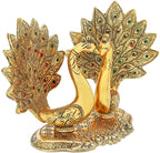 Prince Home Decor & Gifts Metal Handcrafted Pair of Kissing Duck Metal Decorative Showpiece Peacock Pair Decorative Showpiece(Aluminium, Gold)