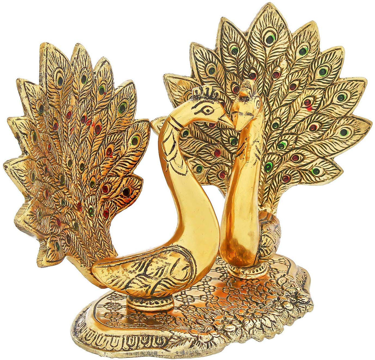 Prince Home Decor & Gifts Metal Handcrafted Pair of Kissing Duck Metal Decorative Showpiece Peacock Pair Decorative Showpiece(Aluminium, Gold)