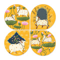 Artvibes Sacred Cow Pichwai Art Decorative Wall Hanging Ornaments | Printed Wall Decoration | Scenery For Drawing Room | Wall Illustrations | Artworks Hangings | Ideal Gifts (WH_8430N), Set of 4