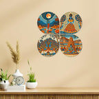 Artvibes Indian Gods Modern Art Decorative MDF Wooden Wall Art for Home | Wood Decorative Items | Modern Decoration | Spiritual | Wall Illustrations | Handcrafted Art | Gift Items (WH_8447N), Set of 4