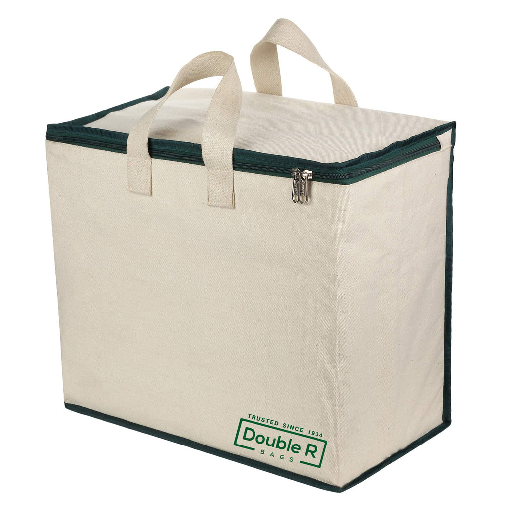 DOUBLE R BAGS Big Eco Cotton Canvas Shopping Bags for Carry Milk Grocery Fruits Vegetable Bag with Shopping Covers Zip Bags (Pack of 8)