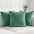 Yellow Weaves Jacquard Cushion Covers | Sofa Cushion Covers | Throw Pillow Cover for Sofa, Couch, Living Room| Removable & Washable | 16x16 Inches, Set of 3 (Green)