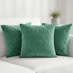Yellow Weaves Jacquard Cushion Covers | Sofa Cushion Covers | Throw Pillow Cover for Sofa, Couch, Living Room| Removable & Washable | 16x16 Inches, Set of 3 (Green)