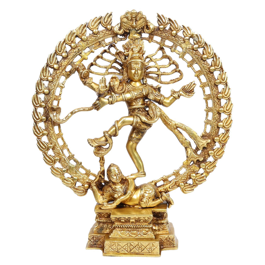 ARTVARKO Big Brass Natraja Idol Natrajan Lord Shiva Ji Dancing Natraj Murti for Temple Mandir Home Décor 16 Inches