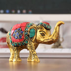 KridayKraft Metal Elephant Small Size with Stone Work for Showpiece Enhance Your Home, Office and Table - Multicolour