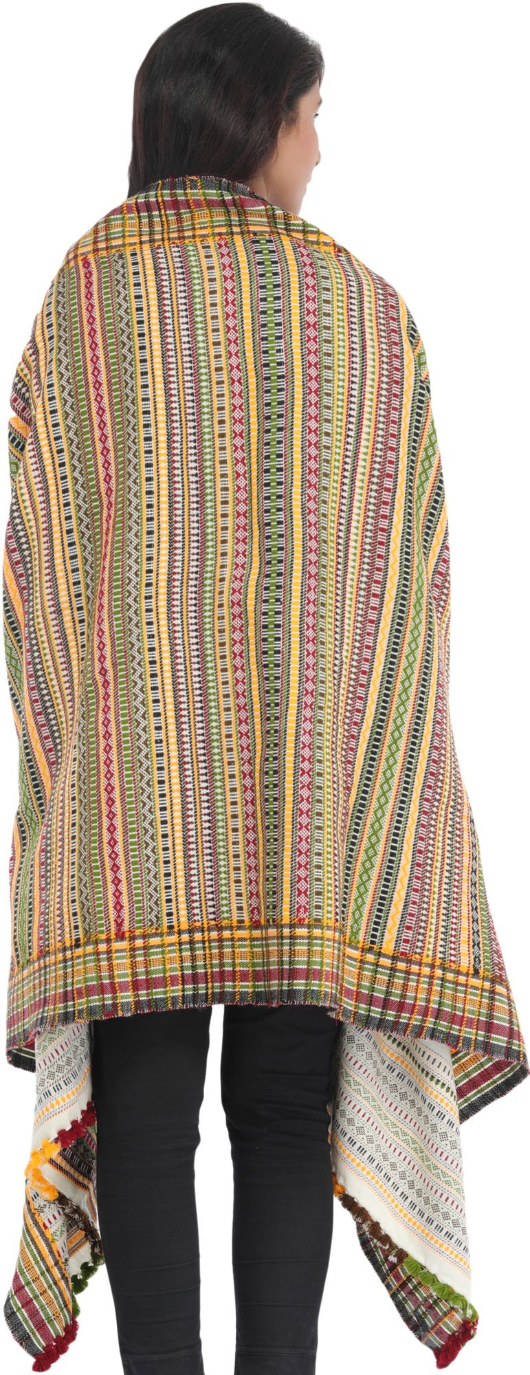 Exotic India Women's Kutch Wool Shawl (SHN85--amber)