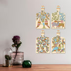 Artvibes Aesthetic Tree Birds & Deer Classic Modern Art Decorative Wall Art MDF Wooden Wall Hanger for Living Room | Home Decor | Wall Accent | Wall Poster | Art Print | Gift (WH_5629N), Set of 4