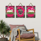 Artvibes Shrinath Ji & Cow Pichwai Art Decorative Wall Art MDF Wooden Wall Hanger for Living Room | Wall Accent | Sceneries | Wall Art Print | Graphic Artwork | Unique Gift Items (WH_96178N), Set of 3