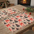 PRAKARTIK BY INDUARTS Dining Table Mats Set of 2 - Christmas Tree Red Bow Theme,Digital Print, Washable, Indoor/Outdoor, Heat-Proof, Wipe & Clean (47X33 cm) Olive & Green Kafalo