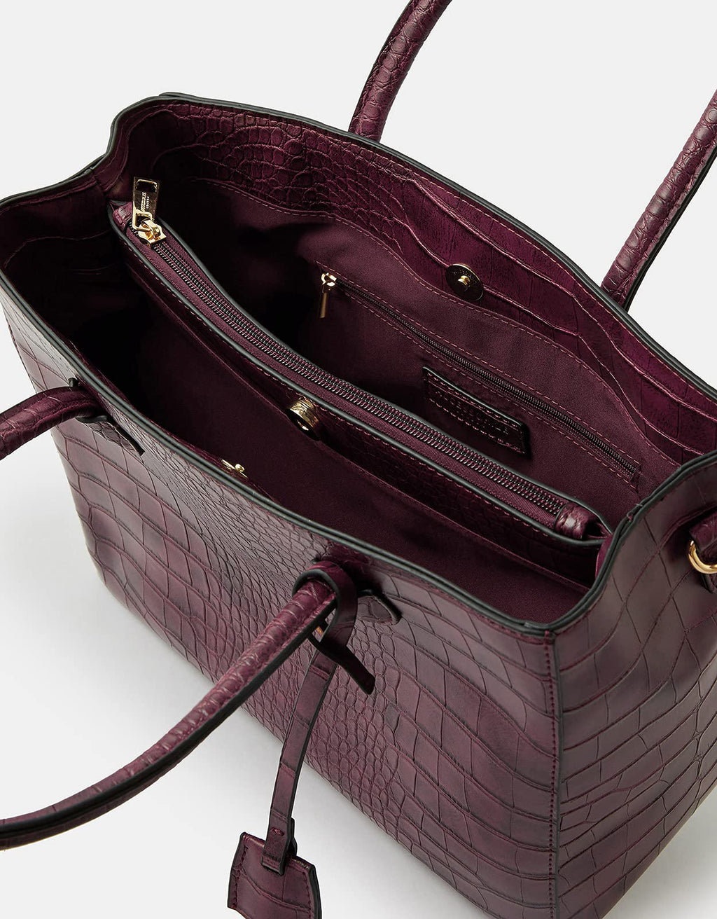 Accessorize London Women's Maroon Faux Leather Gemma Croc Handheld Tote Bag