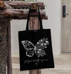 TrendoPrint Eco-Friendly Printed Black Tote Bag 14 x 16 inch with Makeup Pouch for College, Shopping and Travelling (TB154)