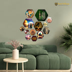 Artvibes Islamic Muslim Art Hexagon Shape MDF Wooden Wall Decor Items | Spiritual Decor Items | Islamic Decoration | Wall Illustrations| Stylish Modern Decor Item | Gift Items (WPS_202N), Set of 13