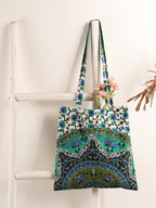 Ravaiyaa - Attitude is everything Cotton Shoulder Bag/Tote Bag For Women| Printed Multipurpose Handbag With Top Zip | Best For Shopping, Travel, Work, Beach, Office, College (Green Ombre Mandala)
