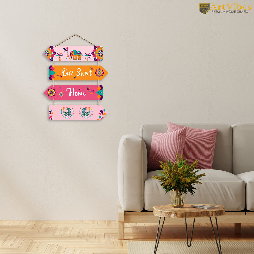 Artvibes Our Sweet Home Decorative Wall Art MDF Wooden Wall Hanger for Living Room | Printed Wall Decoration | Modern Decor Items | Wall Poster | Artworks Hangings | Unique Gift (WH_4417N)