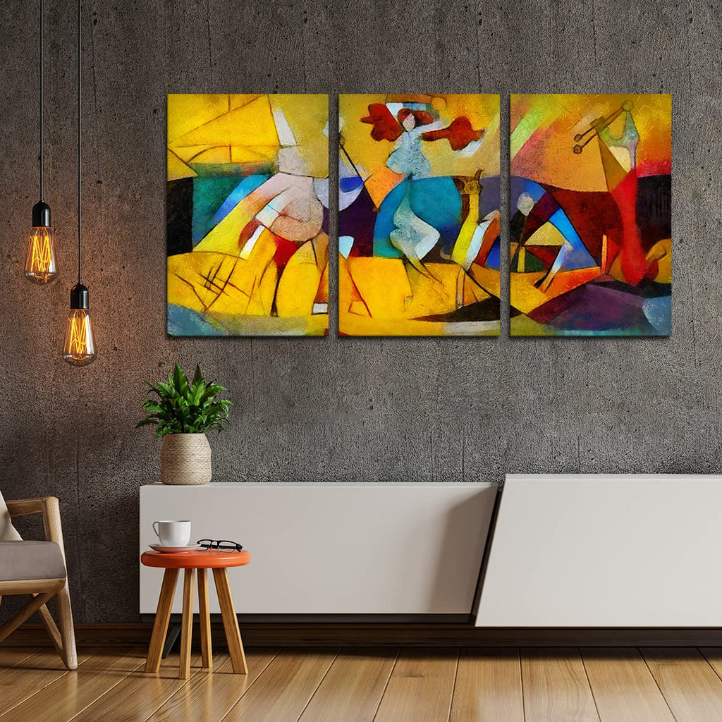 VIBECRAFTS 3 Pieces Abstract Modern Art Canvas Wall Painting Fitted With Wooden Frame For Home | Office | Living Room | Gifts(PTVC3Pcs3_11520)