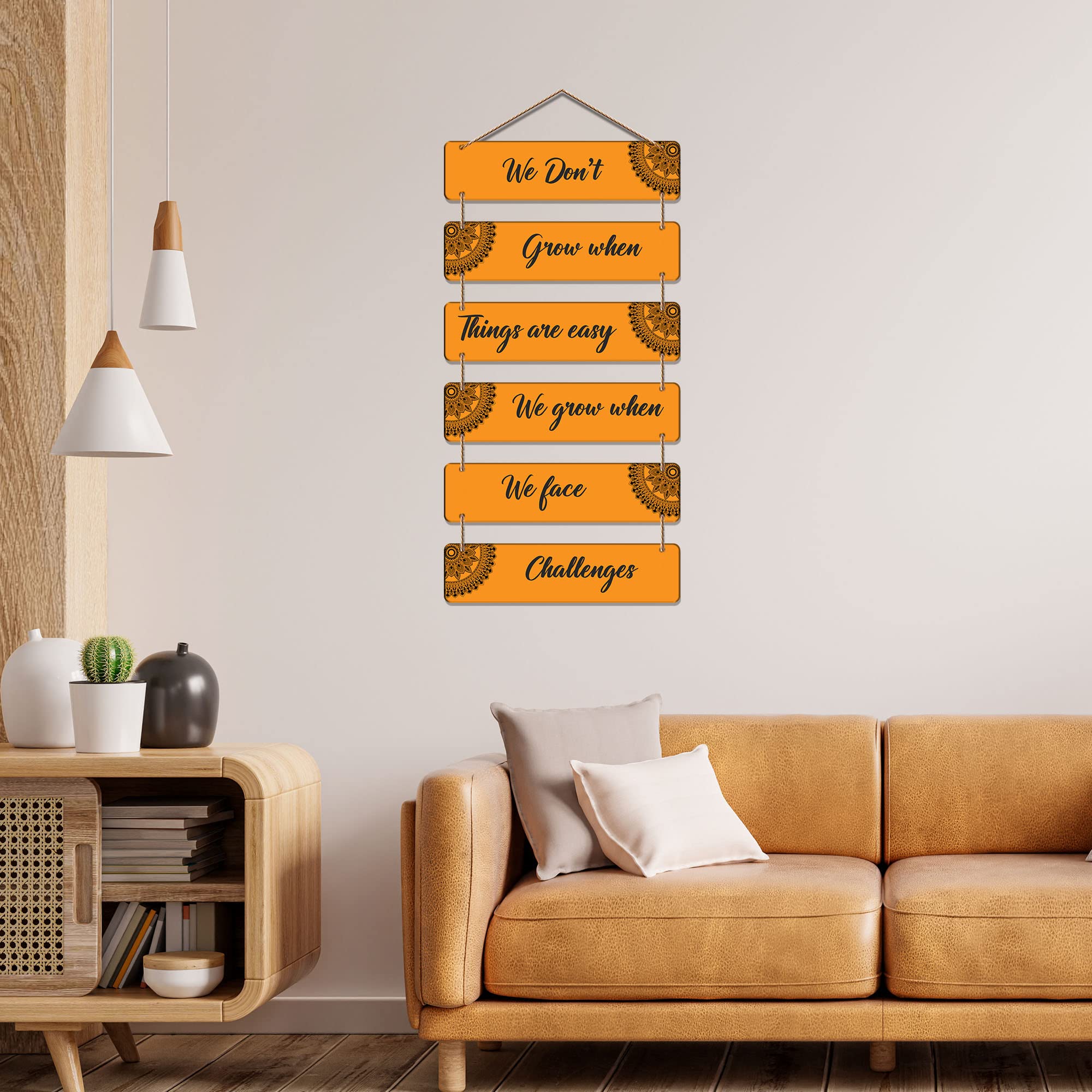 Artvibes We Don't Grow When Things Are Easy Printed Wooden Wall Hanging | Quotes Decor Item | Motivational Wall Decor | Wall Accent | Graphic Art | Gift Items | Office Wall Decoration Items (WH_3247N)